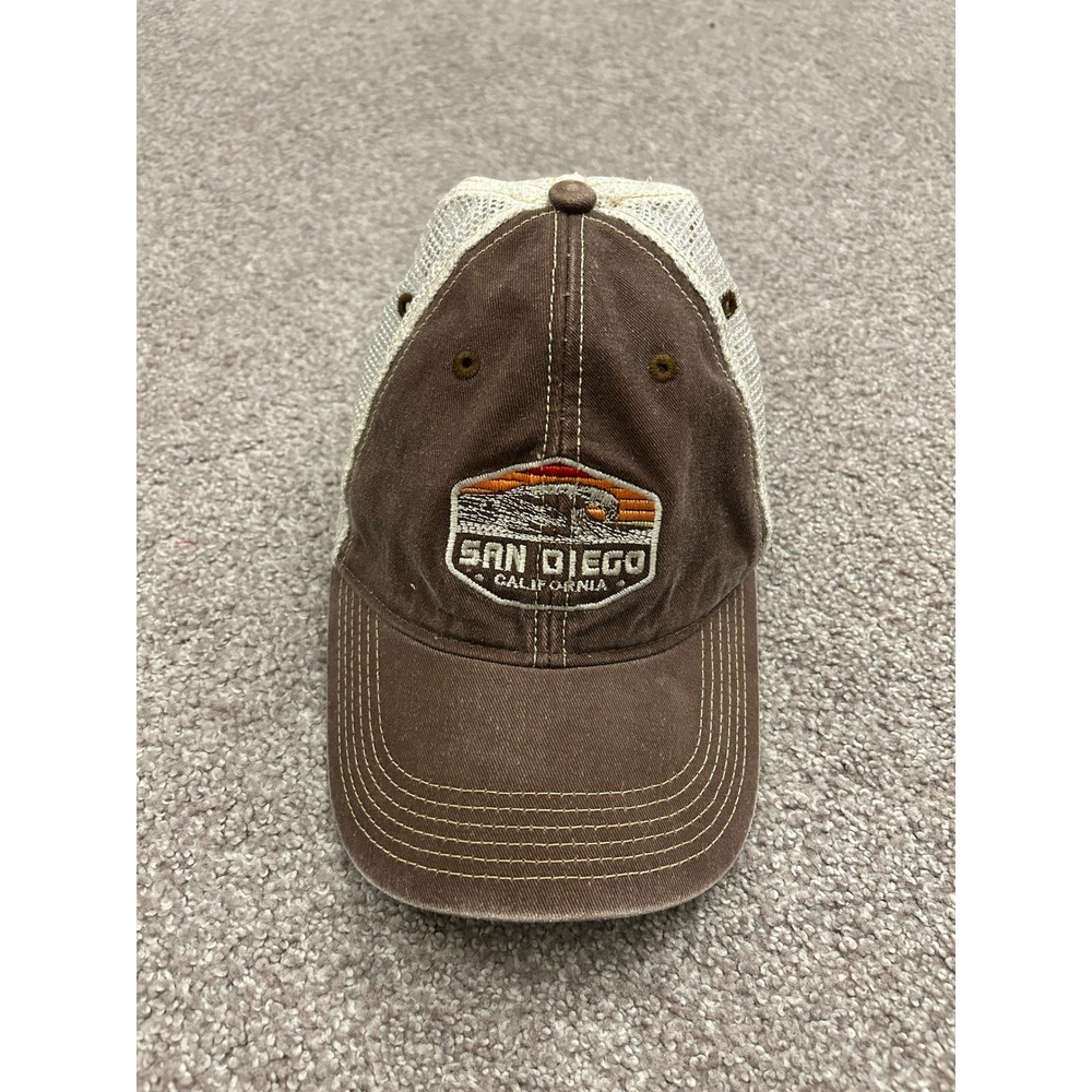 VTG Headmost San Diego Trucker Hat Mens OSFA Brown Excellent Mesh Snapback Patch